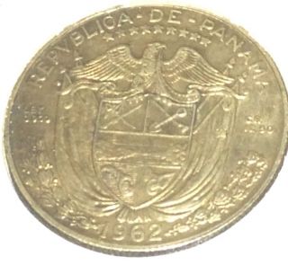 1962 1 2 Balboa Panama Silver Coin