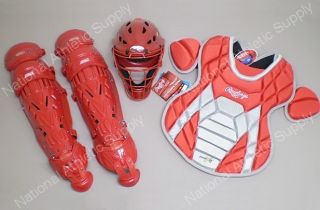 Rawlings XRD Series Catchers Gear Set w CFA1JP Helmet Junior Size Red 