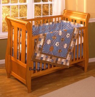 Sports Baseball Football Crib Quilt Bedding Set $200