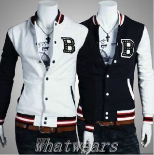 Punk Mens Letter B Baseball Uniform Casual Jacket Sports Coat 2Colors 
