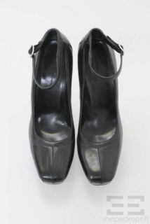 Balenciaga Black Leather Platform Ankle Strap Pumps Size 38.5
