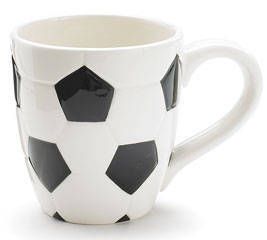 Soccer Ball Ceramic Mug Black White Hand Painted