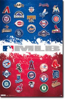 MLB Logos 2012 Poster 22x34 Shrink Wrapped Baseball Teams 5691
