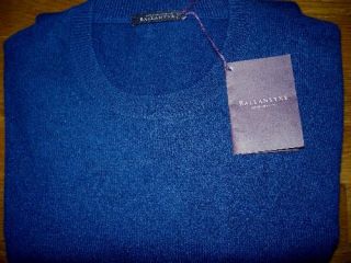 BALLANTYNE SCOTLAND CASHMERE SWEATER BLUE 38 R (48 R EU)NWT