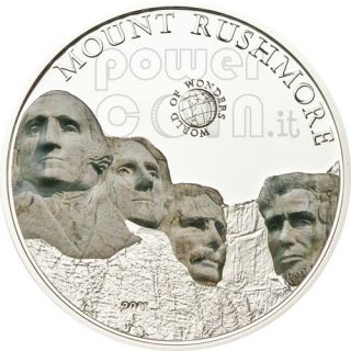 Mount Rushmore World Wonders Silver Coin 5$ Palau 2011