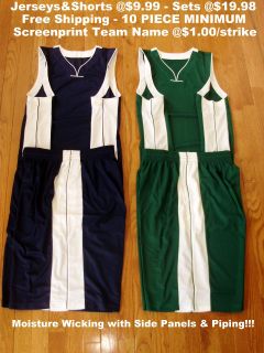 New Basketball Game Jerseys Shorts Uniforms w Sidepanel
