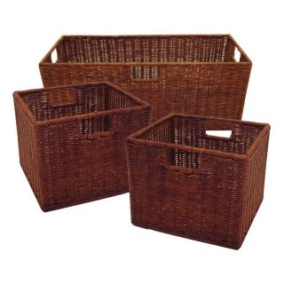 Winsome Wood Storage Baskets, Set Organization Laundry Pantry Wicker 