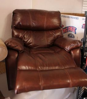Bassett Furniture Brown Leather Push Back Recliner Durable Comfortable 