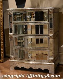    Silver Finish Mirrored Front Drawer Chest A1762 Bassett Mirror Co