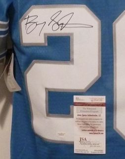 Barry Sanders Autographed Signed Detroit Lions Blue Reebok EQT Jersey 