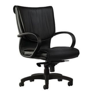 BLACK EXECUTIVE TOP GRAIN LEATHER CHAIR ON WHEELS OFFICE HOME DESK 