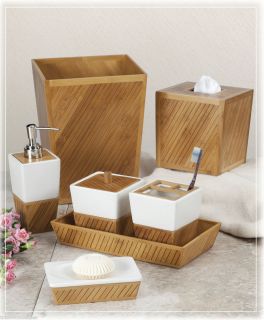   Design Spa Bamboo Ceramic Bath Bathroom Accessories Choice