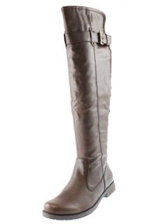 Bare Traps New Joclyn Brown Imitation Leather Buckle Knee High Boots 