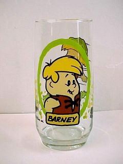 The Flintstone Kids BARNEY Drinking Glass  1986 Pizza Hut Premium Mfgd 
