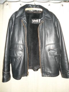 Size 44 Mens Black Leather Jacket by Schott Made in U s A