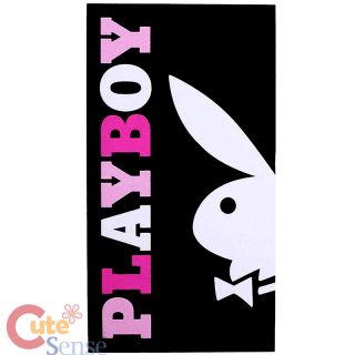 Play Boy Bunny Beach Bath Towel Bunny Cropped Black Pink Bunny Cotton 