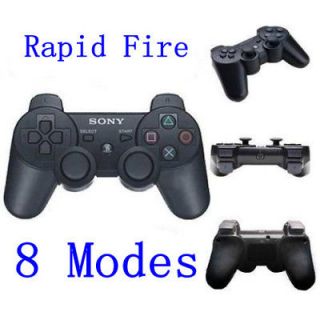 Black Playstation 3 PS3 8 Mode Rapid Fire Modded Wireless Controller 