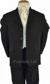 Baby Boys 5pc Black suit Dr Who Style Wedding Pageboy Formal 3 6 