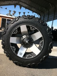 20 SILVER RIMS TIRES 8X165 HUMMER CHEVY DODGE 35 12.50 20 NITTO MUD 