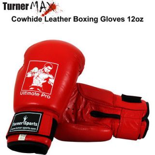 12oz Boxing Gloves leather Training Sparring Punch Bag glove mitt MMA 