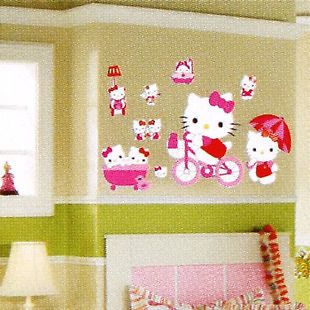 Cute pink DIY hello kitty wall decor Vinyl Wall Decal stickers for 