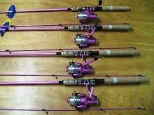PACK OKUMA FIN CHASER 6 6 PINK SPINNING FISHING ROD & REEL COMBOS