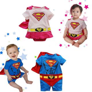 Superman, Supergirl, Superboy baby toddler bodysuit outfit all in one 