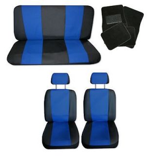 Lightweight Blue Black Synthetic Leather Car Seat Covers w/ Black 