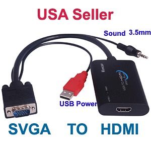 PC LAPTOP DVD SVGA VGA Audio to HDMI Video Audio AV Converter 1080P 