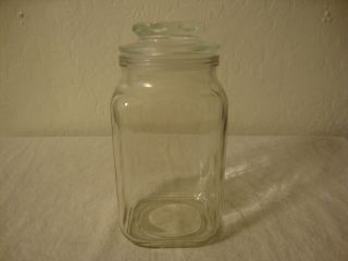 VINTAGE 7 1/4 Clear Glass APOTHECARY CANISTER Storage JAR Thumbprint 