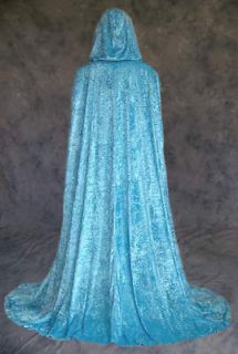 sky blue velvet cloak cape wedding wicca medieval larp one