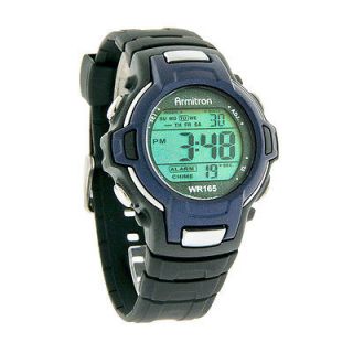   Mens Sports Blue Black Digital Alarm Chronograph Rubber Watch 40/8121