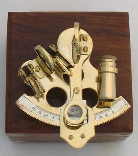 brass 4 sextant w wooden box astrolabe bargain time left