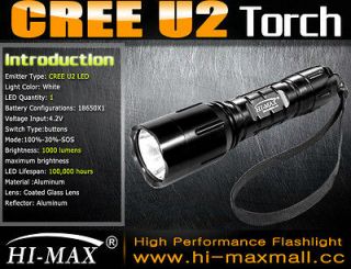 HI MAX CREE XM L U2 LED Flashlight rechargeable Police Torch hunting 