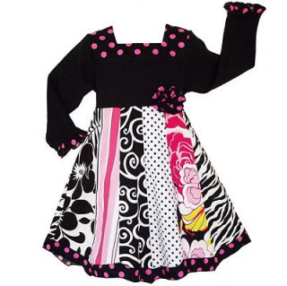 Baby Girls 2/3T Couture Floral Zebra Dots Panel Party Dress Clothes