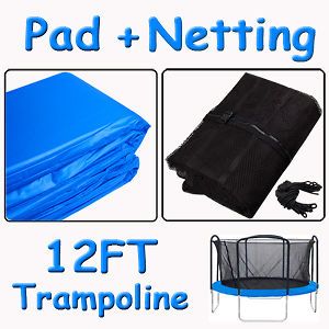 12 Enclosure 4Arch Net & 18oz 1 EPE PVC Frame Safety Pad Trampoline 
