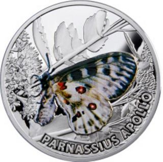 Niue 2010 1$ Butterflies Pernasius APOLLO Silver Coin LIMITED