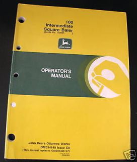 john deere 100 intermediate square baler operator manual time left