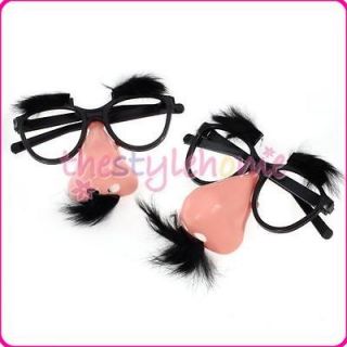 pair clown glasses w/ Rubber nose black mustache funny props party 