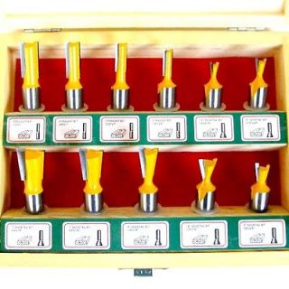 11 pc 1/2 Shank Dovetail & Straight Router Bit Set For INCRA Jig