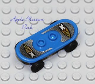 NEW Lego City Minifig BLUE SKATEBOARD w/Pattern Sticker for Boy/Girl 