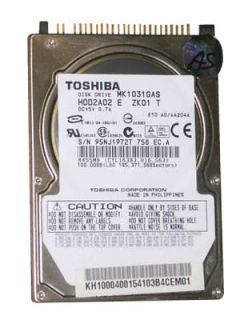 Toshiba MK1031GAS 100 GB,Internal,4200 RPM,2.5 HDD2A02 Hard Drive 