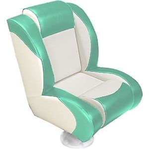 DeckMate Pontoon Boat Captians Helm Chair Bucket Seats Ivory/Teal