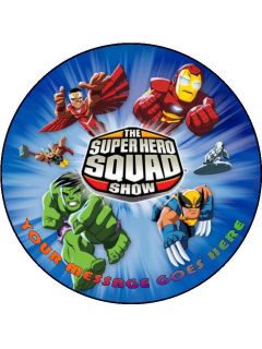 5super hero squad edible icing birthday cake top time