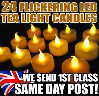 24 x flickering led tea lights battery candles new safe