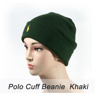 PO57 Khaki Color Polo Cuff Beanie Skull Fall & Winter Knit Watch Cap 