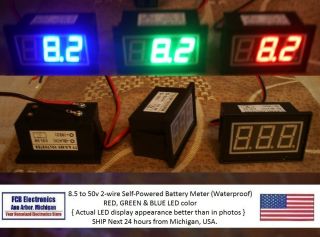 NEW*USA* Waterproof 2 wire Battery Meter, 100A DC Ammeter+Shunt, 10A 