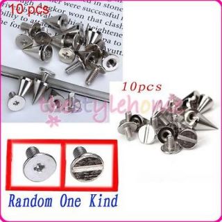 10 Sets Cone Screwback Spikes Studs 10mm Silver Metal 10mm 