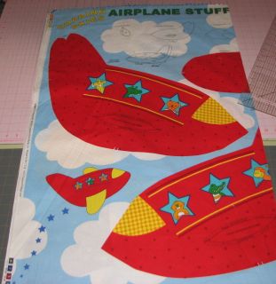 yd panel Airplane VIP Cotton Fabric Red blue yellow instructions
