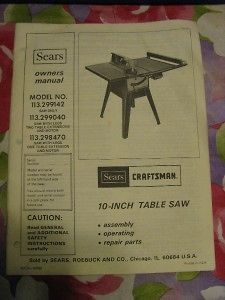 craftsman 10 table saw model 113 299142 owner manual  6 37 